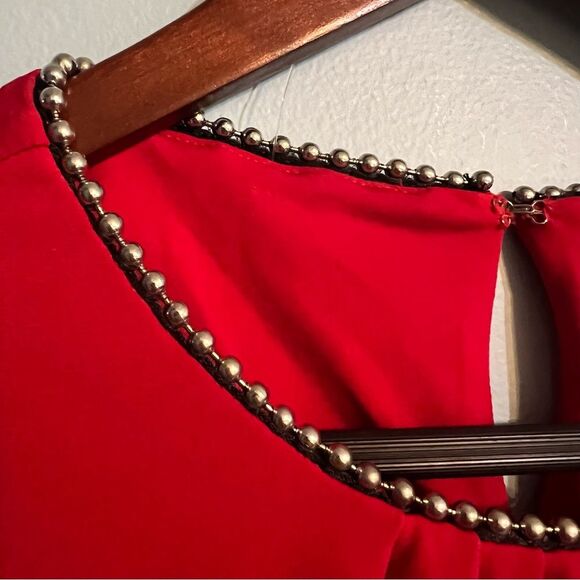 Red Christmas top by PREMISE STUDiO Women’z Sz XS NWT🏷 beaded neckline - Picture 6 of 11